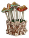 Fairy Garden Colorful 12 Piece Ceramic Mushroom Picks With Planter Holder Set