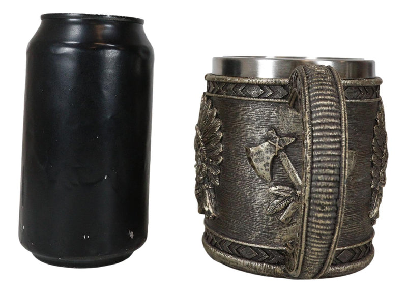 Native Indian Chief With Headdress Roach Skull And Crossed Axes Coffee Mug Cup