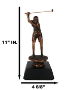Professional Lady Golfer Swinging Golf Club On A Tee Bronze Electroplated Statue