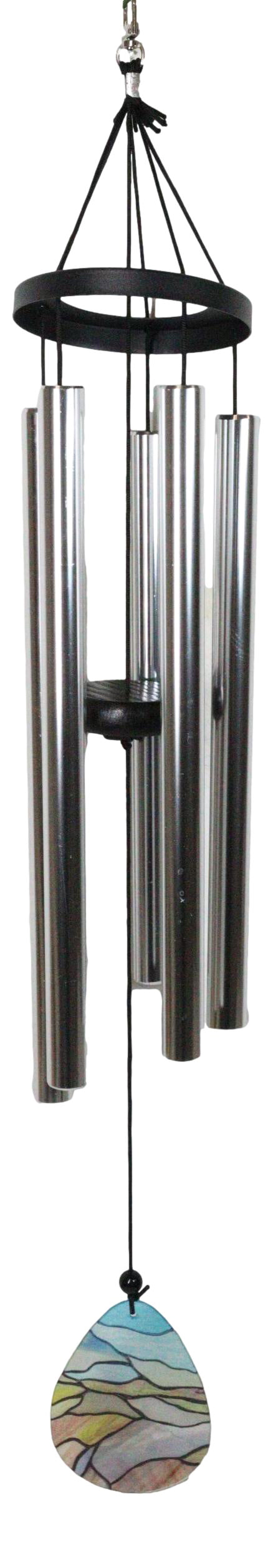 Blue Monarch Butterfly Colorful Art Glass Hanging Wind Chime With Metal Rods