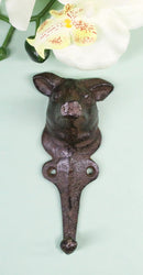 Pack Of 2 Cast Iron Farmhouse Rustic Pig Head Wall Coat Keys Leash Hats Hook
