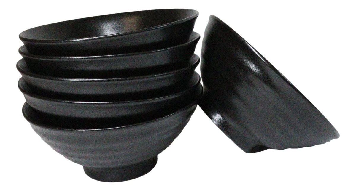 Pack Of 6 Black Kokuyo Ceramic Collection Large Ramen Soup Dinner Bowl 40oz