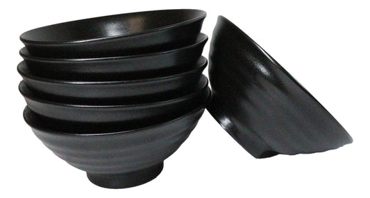 Pack Of 6 Black Kokuyo Ceramic Collection Large Ramen Soup Dinner Bowl 40oz