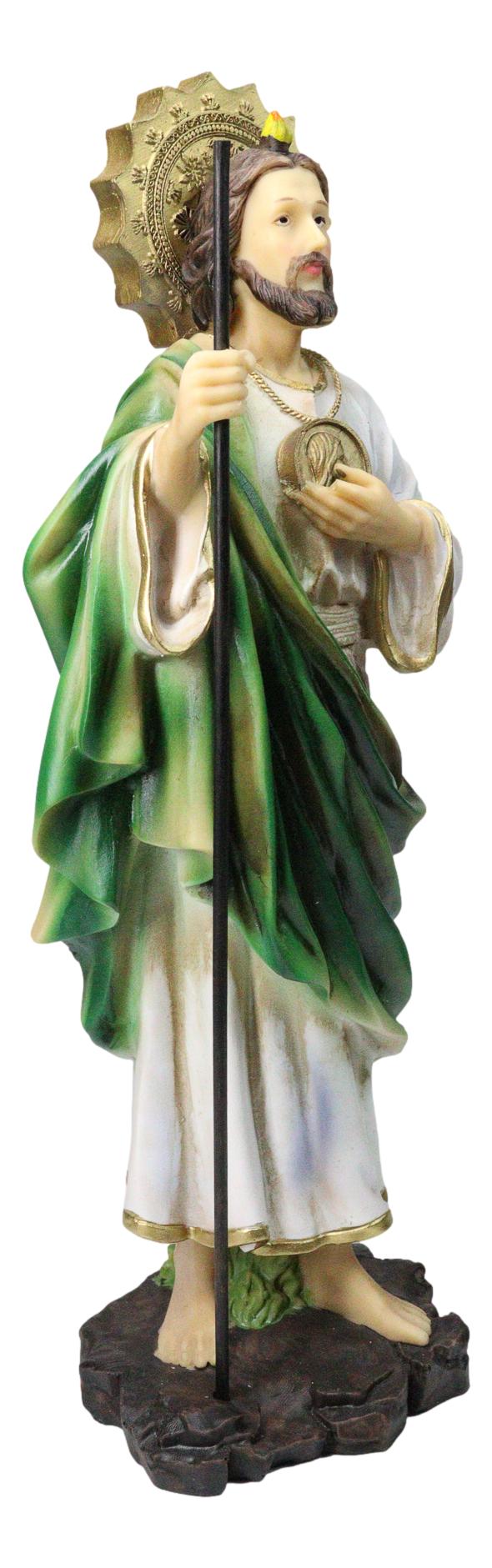 Saint Jude Thaddeus The Apostle with Holy Spirit Fire and Sun Medal Statue 12"H - Ebros Gift
