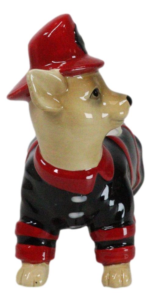 Happy Birthday Fireman Frank In Fire Gear Dog Ceramic Tea Light Candle Holder