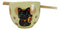 Maneki Neko Lucky Cat Yellow Ceramic Donburi Ramen Soup Bowl With Chopsticks Set