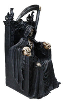 Dark Lord Grim Reaper Seated On Gothic Dragon Throne with Skull Scythe Figurine