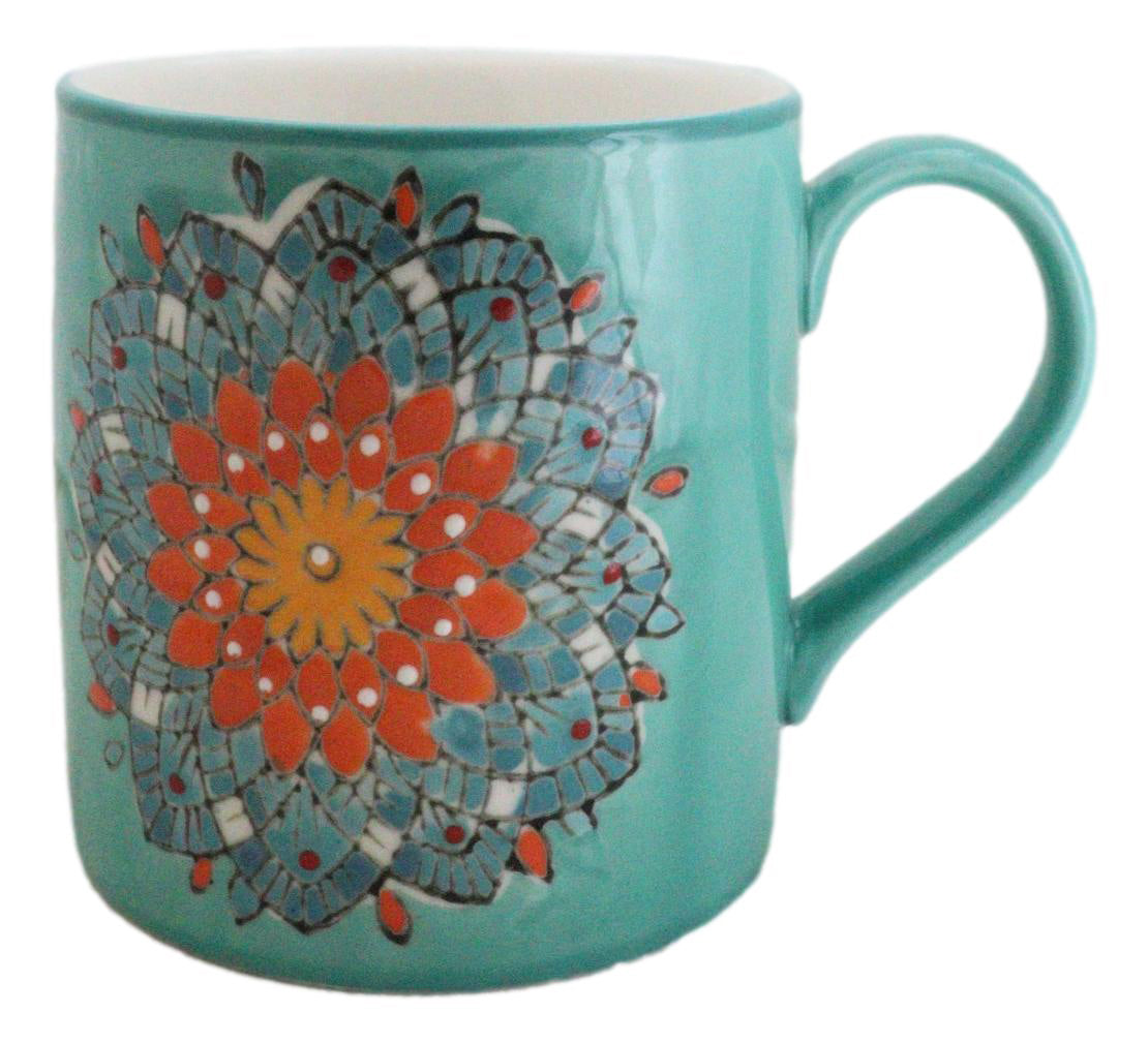 Green Anahata Heart Chakra Zen Flower Of Life Mandala Circle Ceramic Mug Cup
