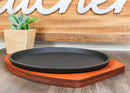 Personal Size Cast Iron Round Fajita Steak Pan Skillet With Wood Trivet Base8"D
