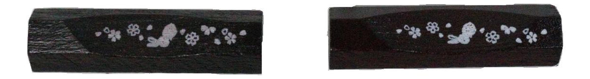 Cherry Brown And Black Moon Rabbits Set of 2 Chopsticks And Wooden Rests Set