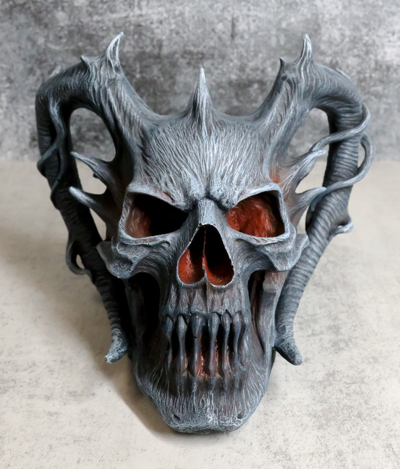Death Embers Spawn Of Hell Spiked Horns Maleficent Demon Lord Skull Figurine