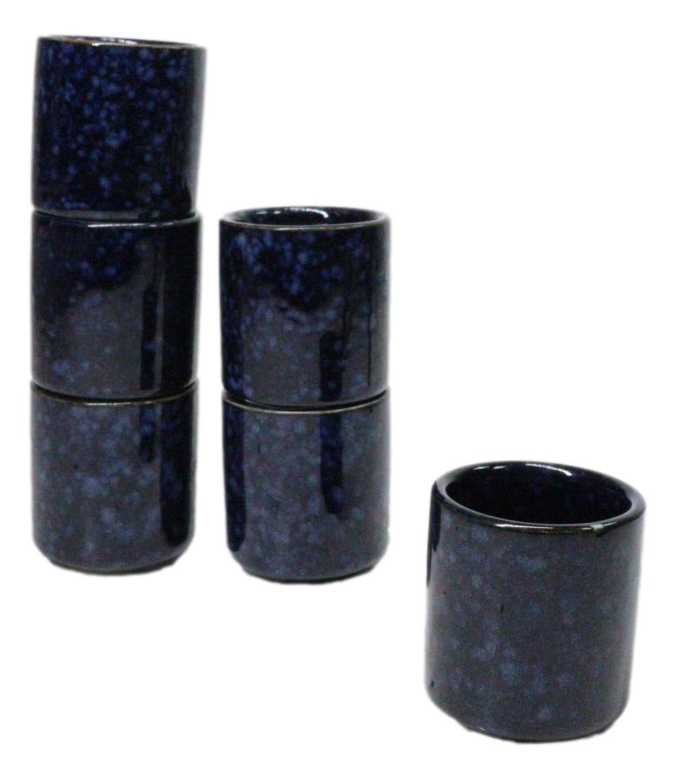 Set of 6 Speckled Indigo Blue Porcelain 1.25oz Ochoko Yuzu Sake Cups