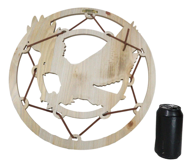 Rustic MDF Wood Flying Bald Eagle Dreamcatcher Web Circle Wall Decor Plaque