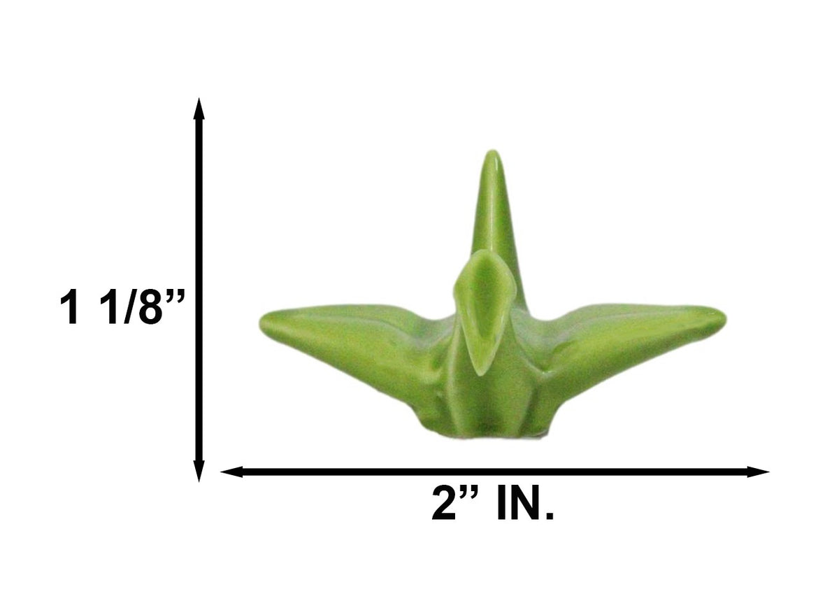 Ebros Set of 4 Ceramic Green Japanese Origami Crane Incense Stick Holders