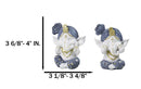 Set of 3 White Blue And Gold Turban See Hear Speak No Evil Ganesha Figurines
