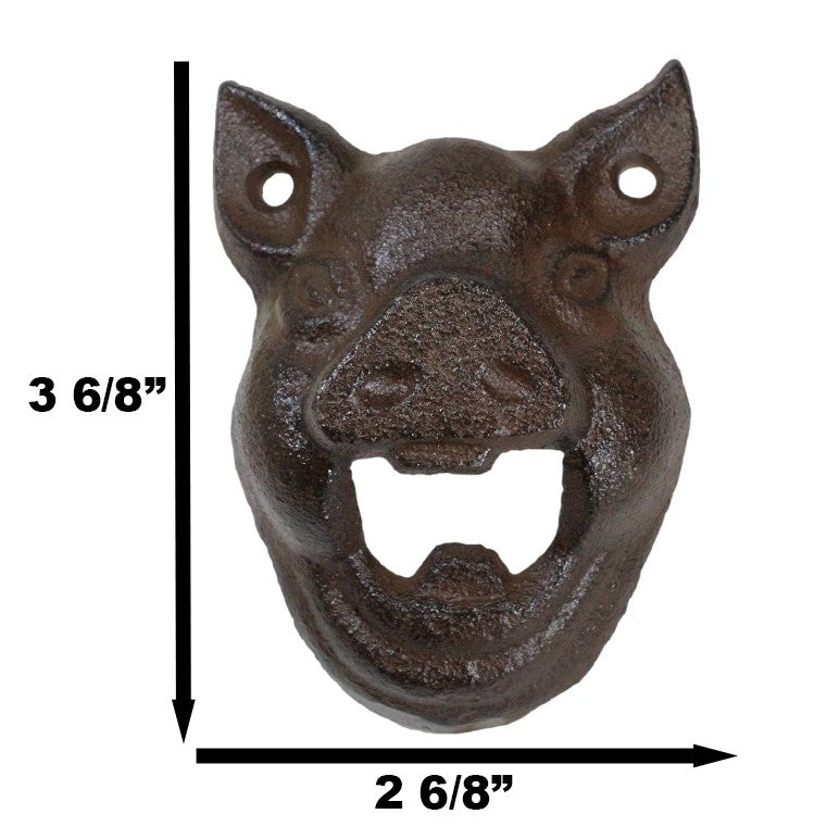 Pack Of 2 Rustic Western Farm Swine Porky Pig Head Wall Glass Bottle Cap Openers