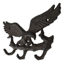 Cast Iron Rustic American Patriotic Bald Eagle 3-Peg Coat Keys Leash Wall Hooks