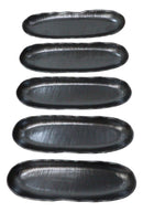Pack Of 3 Black Tetsu Kesho Ceramic Wavy Oblong Long Serving Platter 13.25"L