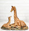 Safari Savannah Masai Giraffe Mother and Calf Sitting On Grasslands Figurine