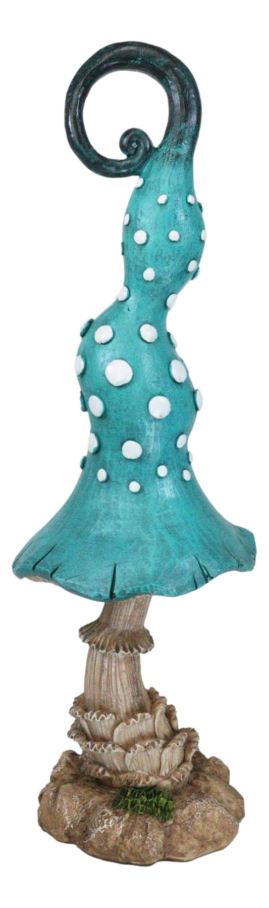 Enchanted Fairy Garden Blue Spotted Crooked Toadstool Mushroom Figurine 17"H