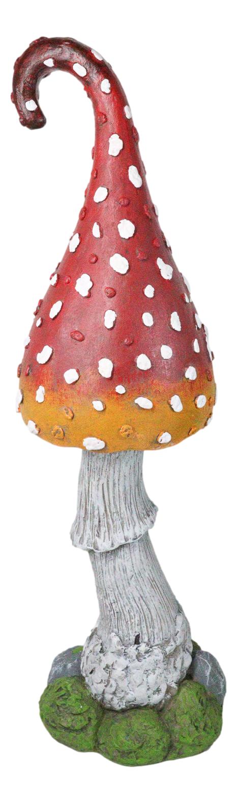 Large Fairy Garden Red White Spotted Crooked Toadstool Mushroom Figurine 23"H