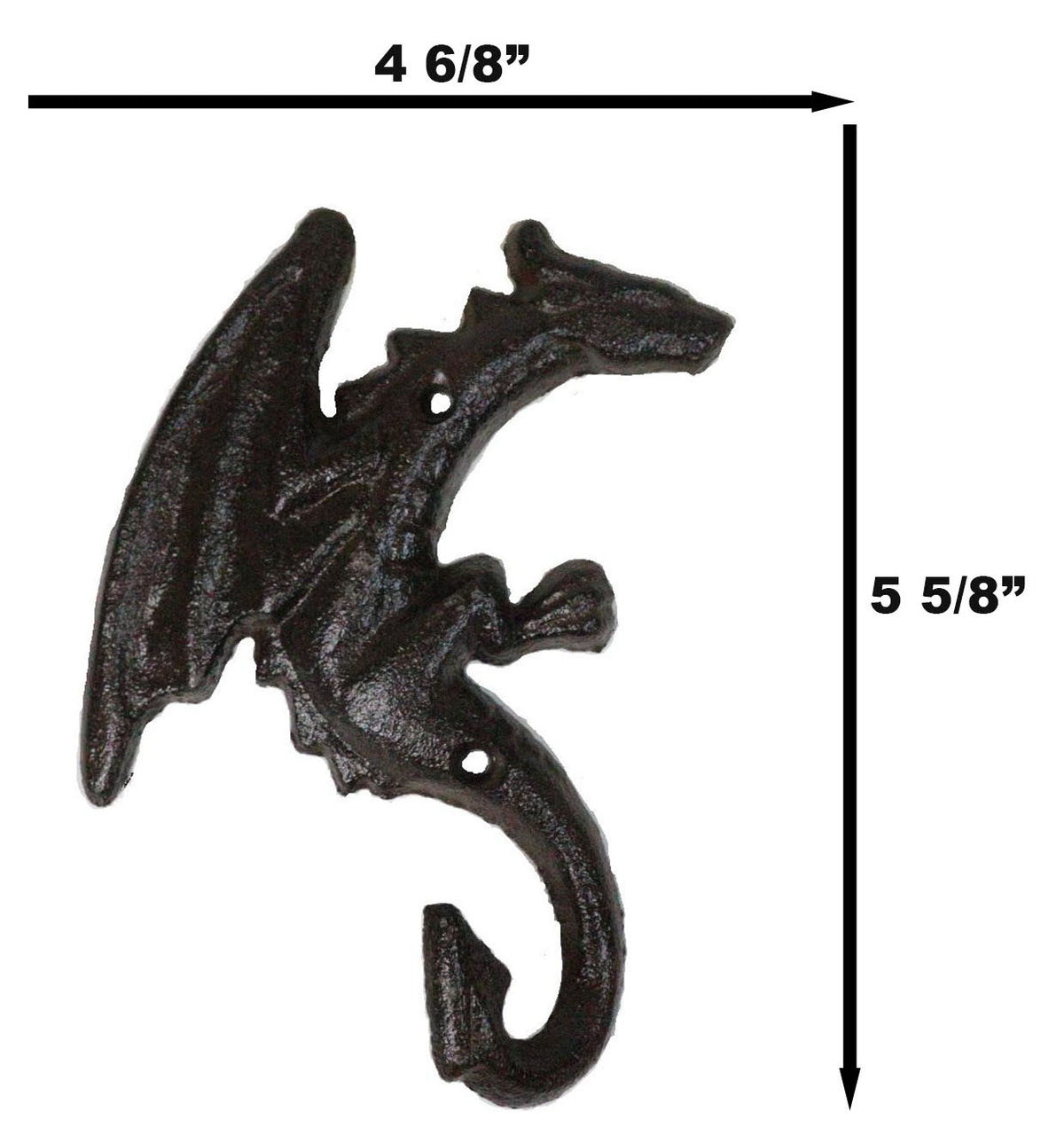 Set Of 2 Cast Iron Climbing Winged Sentinel Guardian Dragon Wall Hooks Sculpture
