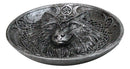 Wolf Incense Burner with Triple Moon & Celtic Knotwork, 5-Inch Round Ash Catcher