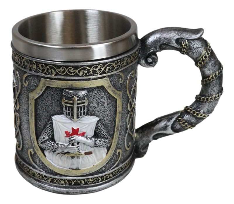 Scroll Patterned Coat Of Arms Medieval Templar Crusader Knight Tankard Mug 15oz