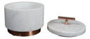 Set Of 4 Marble And Copper Hardware Round Canister Container Storage Jars W/ Lid