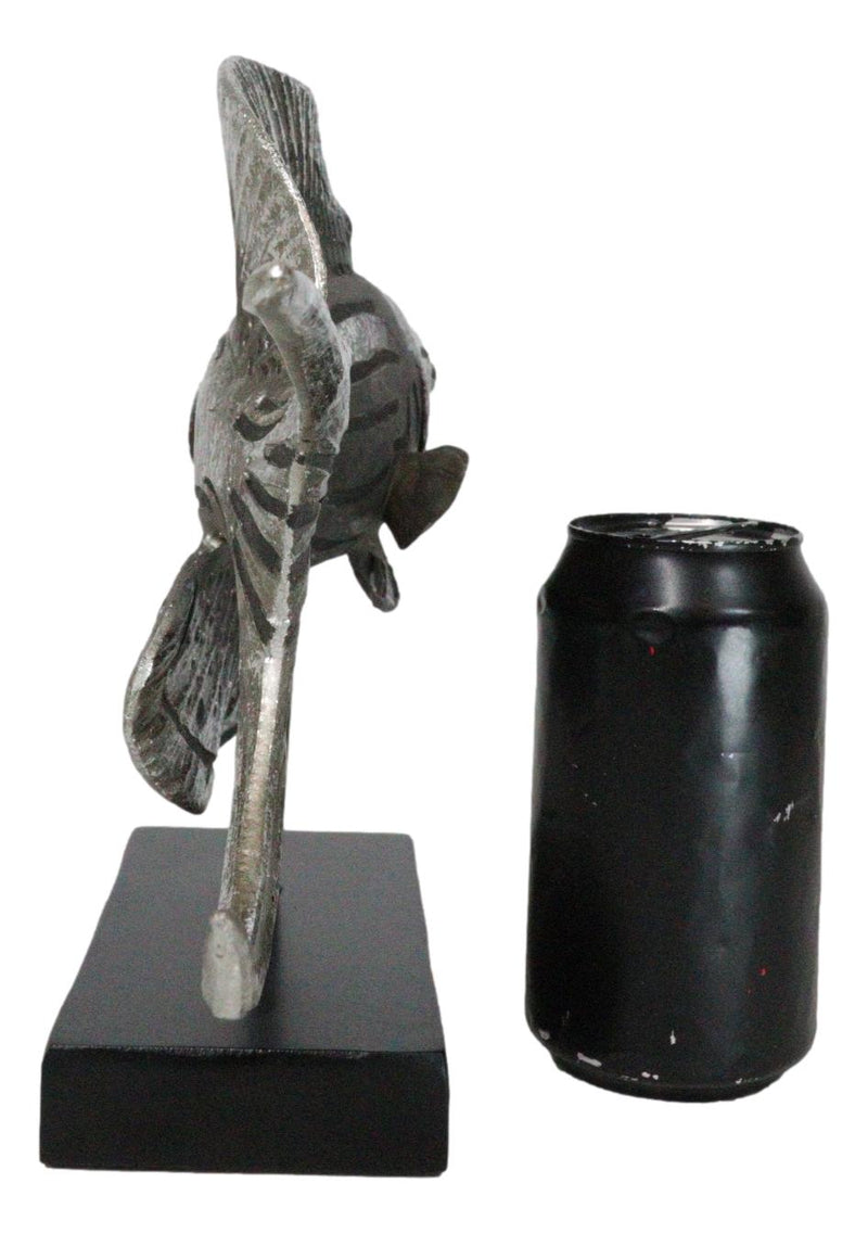 Nautical Marine Silver Tone Anthias Fish Sculpture With Museum Pole Stand Decor