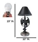 Gothic Faux Stone Dragon Perching On Celtic High Cross Sculptural Table Lamp