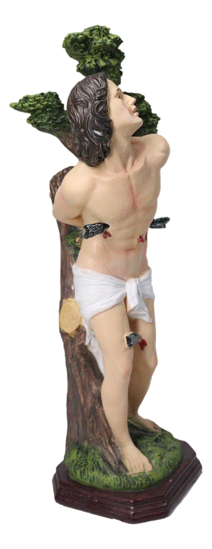 Christian Martyr Roman Soldier Saint Sebastian Pierced By Arrows Figurine 12"H