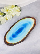Pack Of 3 Blue Aozora Kannyu Porcelain Oblong Shaped 12" L Serving Platters