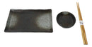 Hakumu Grey Porcelain Sushi Plates Sauce Dishes Chopsticks Dinnerware Set For 2