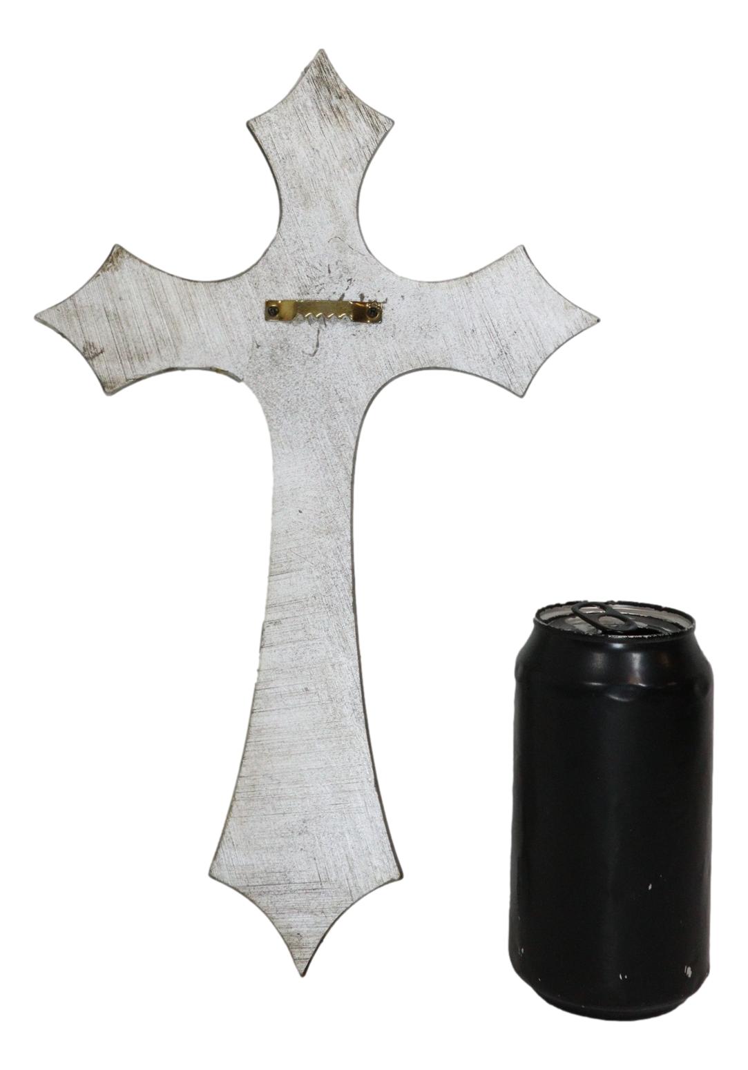 Rustic Western Silver Concho With Ornate Shell Pattern Wall Cross Decor Plaque - Ebros Gift