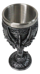 Medieval Gothic Twin Serpentine Dragons Wine Goblet Chalice With Celtic Knotwork
