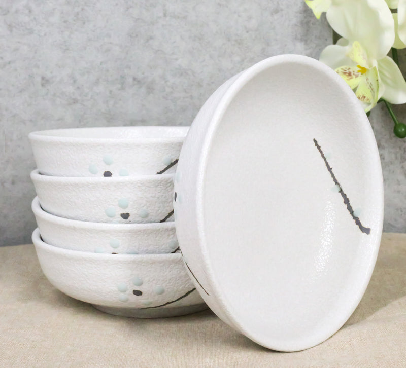Pack Of 5 Ceramic Yukino Hana Collection Soup Salad Rice Shallow Bowls 10oz