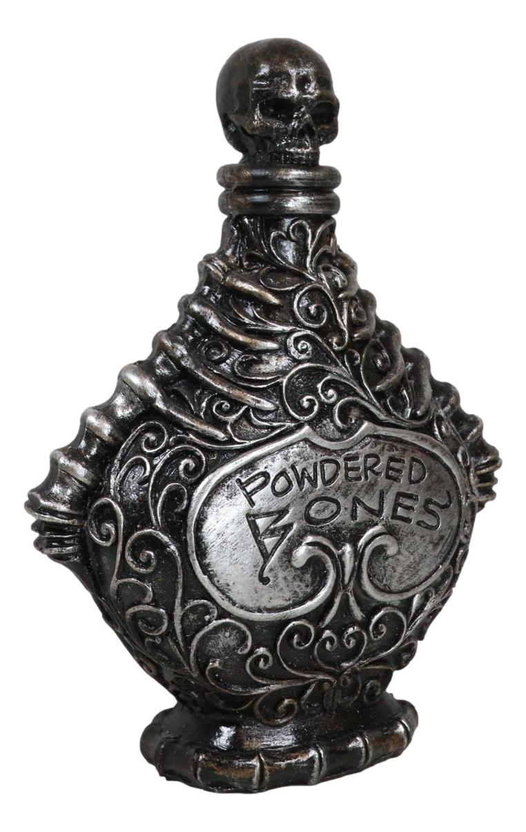 Ceramic Witchcraft Mad Doctor Skeleton Spine Powdered Bones Skull Potion Bottle