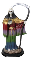 Rainbow Robe Santa Muerte With Scythe All Powerful Transient Figurine 12"H