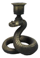Dark Magic Coiled Serpent Rattle Snake Candlestick Taper Candleholder Figurine