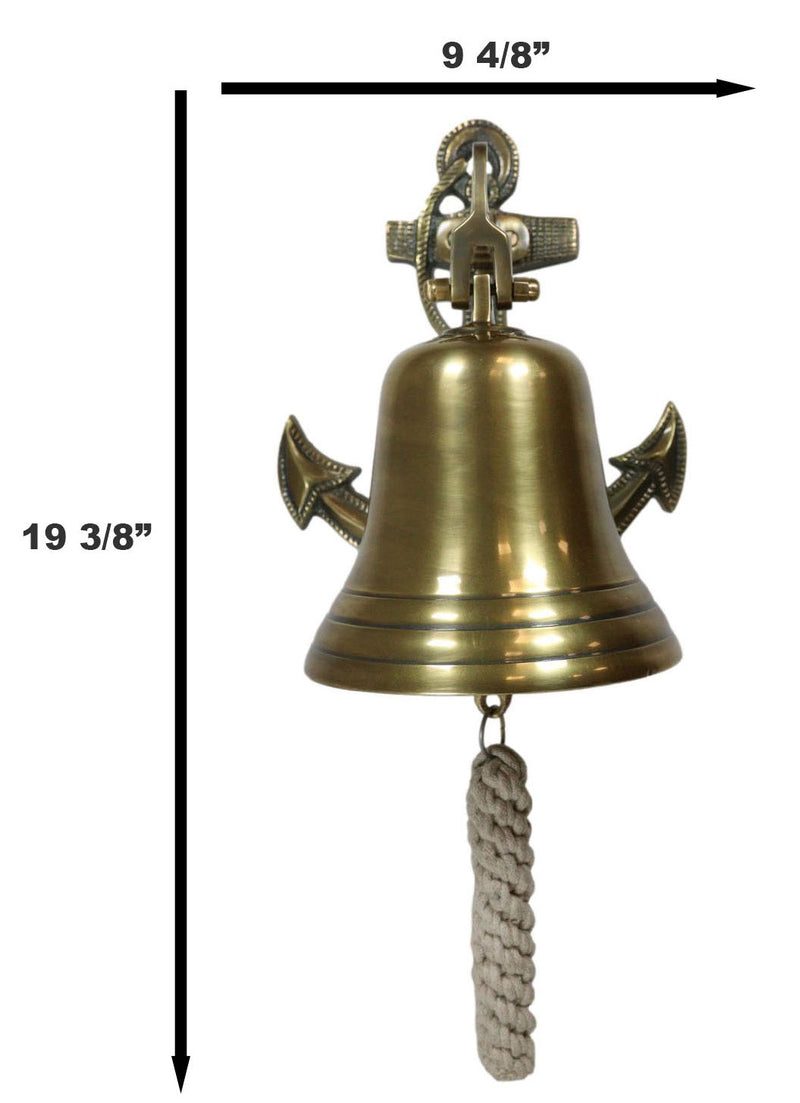 Aluminum Brass Plated Nautical Marine Fouled Anchor Door Wall Dinner Yard Bell