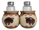 Western Native American Buffalo Bison Canister Jars Salt Pepper Shakers Holder