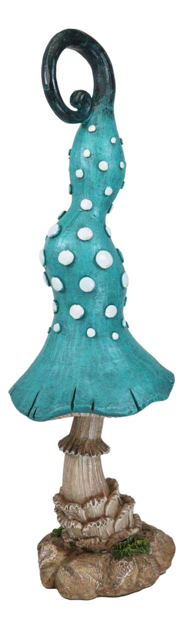 Enchanted Fairy Garden Blue Spotted Crooked Toadstool Mushroom Figurine 17"H