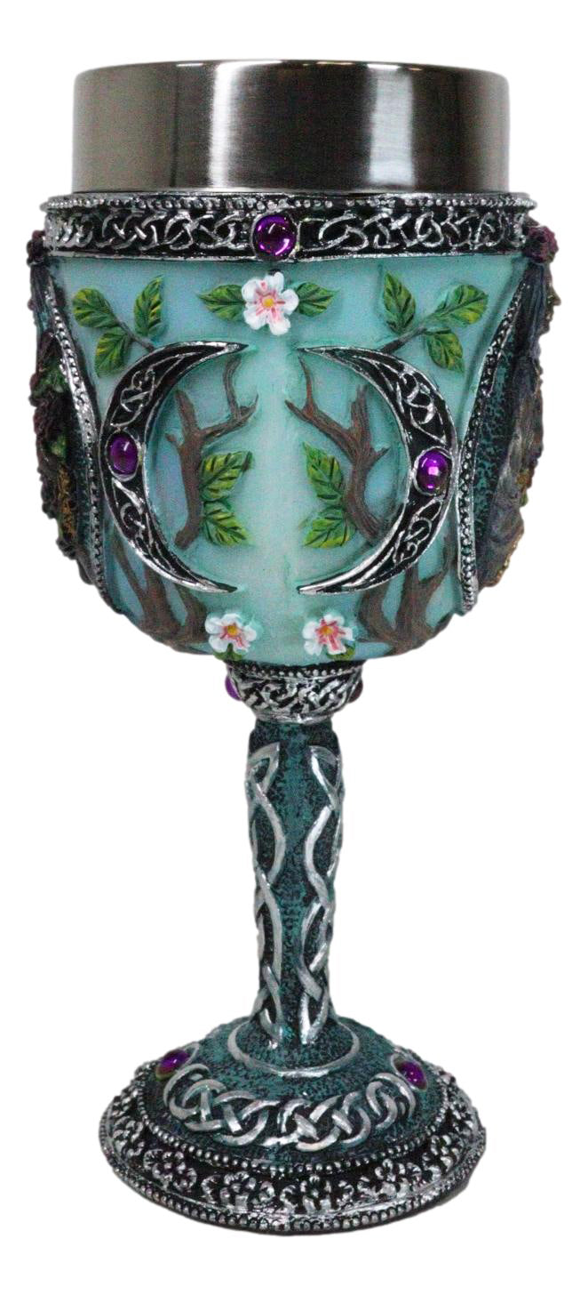 Wicca Triple Moon Goddess Maiden Mother Crone Witchcraft Wine Goblet Chalice 5oz