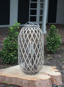 24"H Rustic Western Farmhouse Rattan Wood Willow Candle Lantern Candleholder