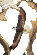 American Bald Eagle Flying Wildlife Forest Scene Faux Wood Cutout Figurine