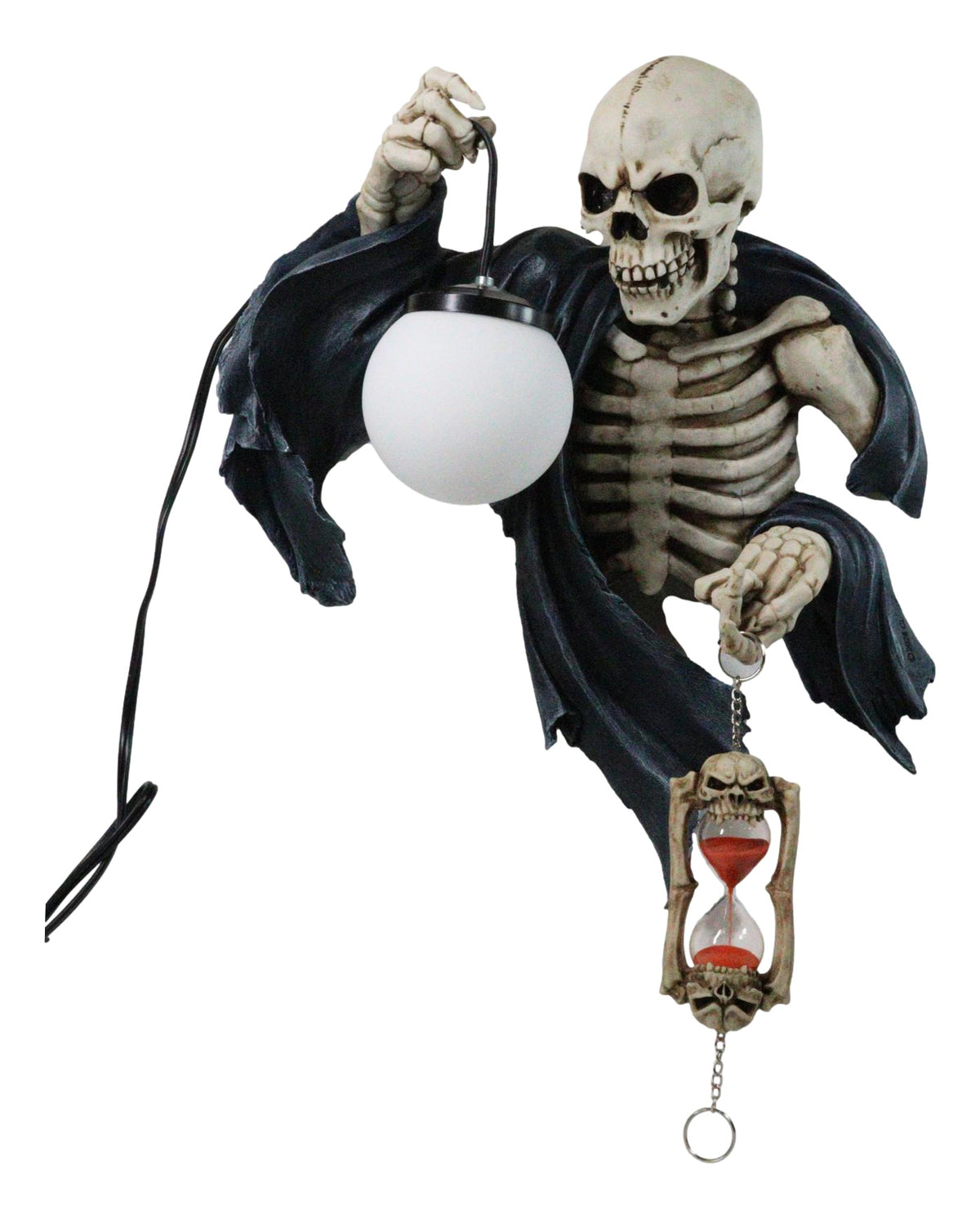 Ebros Time Waits For No Man Grim Reaper Skeleton Wall Relief Lamp with Hourglass