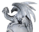 Fantasy Wyrmling White Shadow Ghost Dragon Sleeping On Gray Moon Figurine