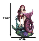 Siren Mermaid Sitting By Sunken Ship Anchor Skull Corals Ocean Graveyard Statue