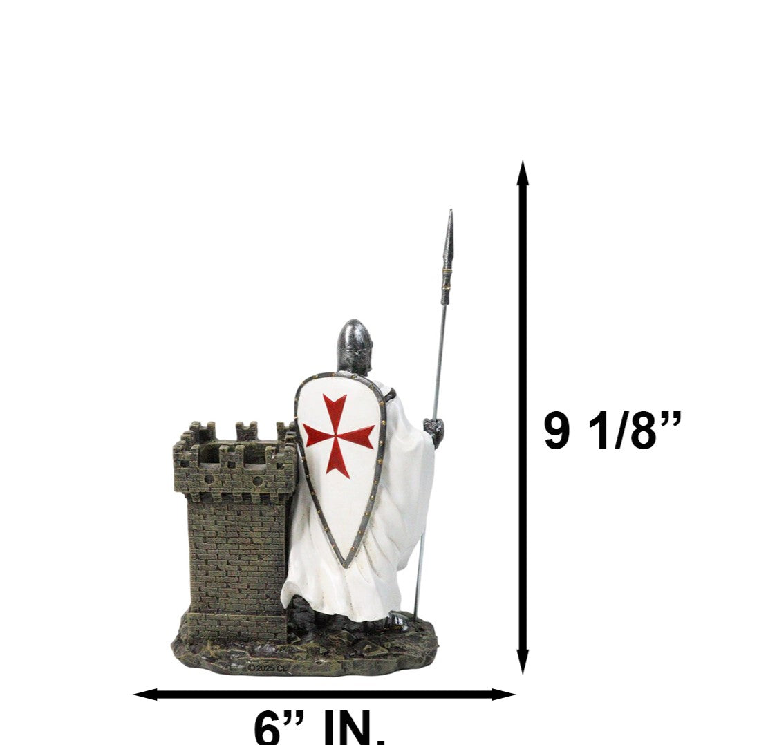 Ebros Templar Crusader Knight Castle Pen & Stationery Holder Figurine